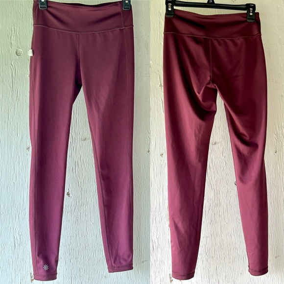 Athleta Chaturanga Ombré 7/8 Leggings size XS Currant Reversible Ankle - Picture 2 of 9